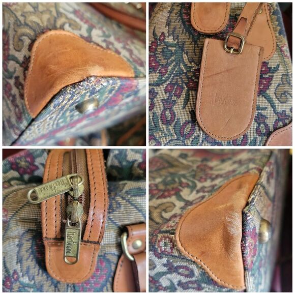 Hartman Vintage Tapestry and Leather Travel Bag Set Train Case and Duffle Bag - Picture 16 of 16